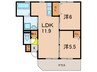 ヴァンドミ－ル流田 2LDKの間取り
