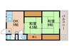 奥野ハイツ 2DKの間取り