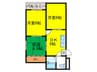 ファミリーハイツ御陵前 3DKの間取り