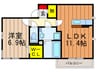 Family　eight　B棟 1LDKの間取り