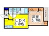 フジパレス長居西Ⅱ番館 1LDKの間取り