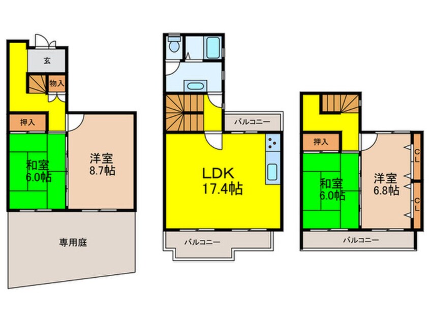 間取図 タウンハウス花屋敷　（B-6）