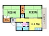 セジュ－ル桂坂 2Kの間取り