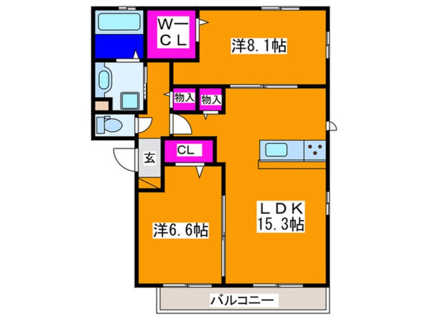 間取図 ファミール タカゼン Ｗ棟