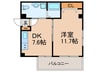 ヒルズK 1DKの間取り