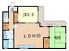 パインハイツ西芦屋 2LDKの間取り