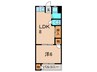 西伊丹マンション 1LDKの間取り