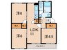 高倉台団地8号棟(302) 3LDKの間取り