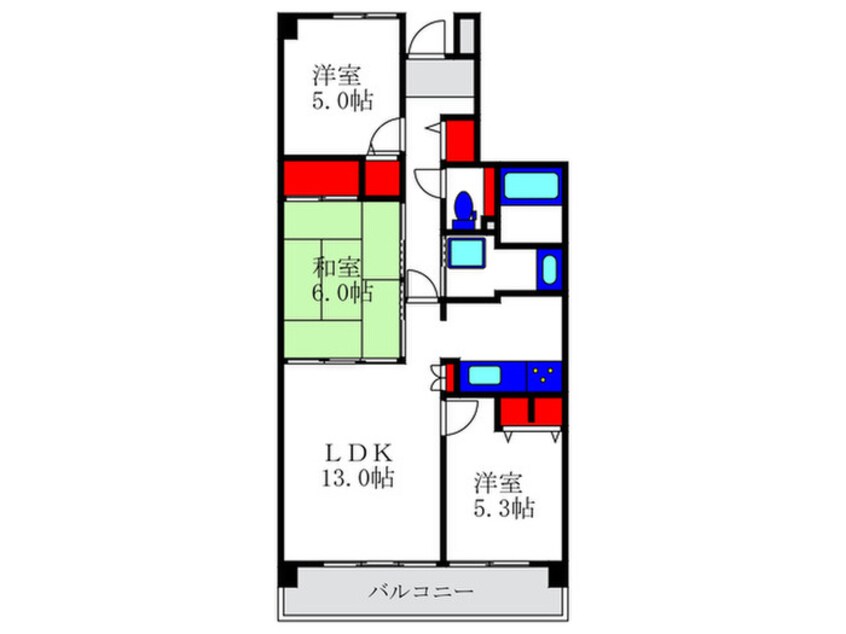 間取図 ﾚｯｸｽｶﾞｰﾃﾞﾝ豊中曽根弐番館（307)