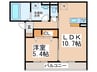 D-roomフォルチェ 1LDKの間取り