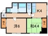 カルム六甲 2Kの間取り