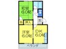 春日ダイヤモンドハイム 2DKの間取り