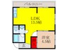 ﾌﾞﾗｳﾝﾏﾝｼｮﾝ小西 1LDKの間取り