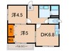 マンションポヌール 2DKの間取り
