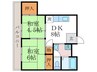 桂雲荘 2DKの間取り