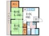 桂雲荘 2DKの間取り