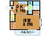 レジスコート今津中 1DKの間取り