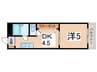 大宝枚岡グリーンヒルズ 1DKの間取り