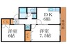 エクセル吾田神 2DKの間取り