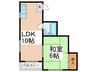 グランドハイツ加美東 1LDKの間取り