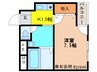 サンガ刀根山 1Kの間取り