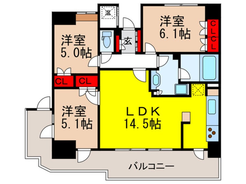 間取図 ﾗｲｵﾝｽﾞ豊中緑地公園ﾋﾙｽﾞﾋﾞｭ-(502