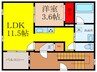 マルベリーカーサ 1LDKの間取り