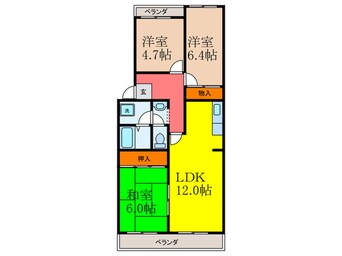間取図 ｺｰﾄﾌﾗｯﾂ茨木