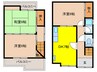 枚方市出口貸家 3DKの間取り