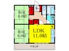 ﾏﾝｼｮﾝ立山 2LDKの間取り