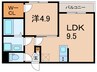 エステイトE東加古川 1LDKの間取り
