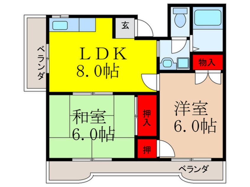 間取図 ＦＬＡＴ３４茨木