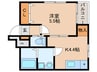 アリビア大観町 1Kの間取り