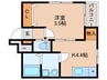アリビア大観町 1Kの間取り