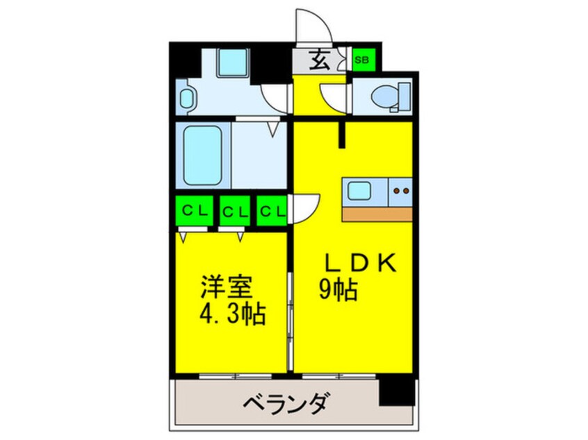 間取図 プレサンス難波セレクト(1106)