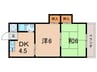 サリーズ西明石 2DKの間取り