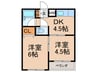 長居ハザマコーポ 2DKの間取り