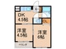 長居ハザマコーポ 2DKの間取り