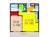 アルペンローゼ 1LDKの間取り
