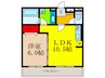 アルペンローゼ 1LDKの間取り