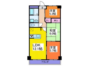 間取図 ヴェルデュ－ル石切