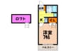 ラフォ－レ一ノ谷 1Kの間取り