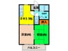 サンビレッジおのはらＢ棟 2DKの間取り