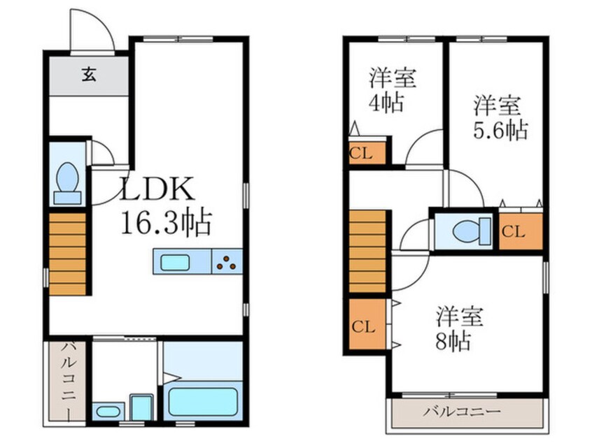 間取図 吉田中阿達町貸家ニシ号室