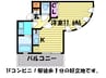 ウィルテラスなんば南 1Rの間取り