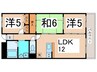 シュ－ベリアヒラノ 3LDKの間取り