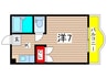 シャルマンリバー 1Kの間取り