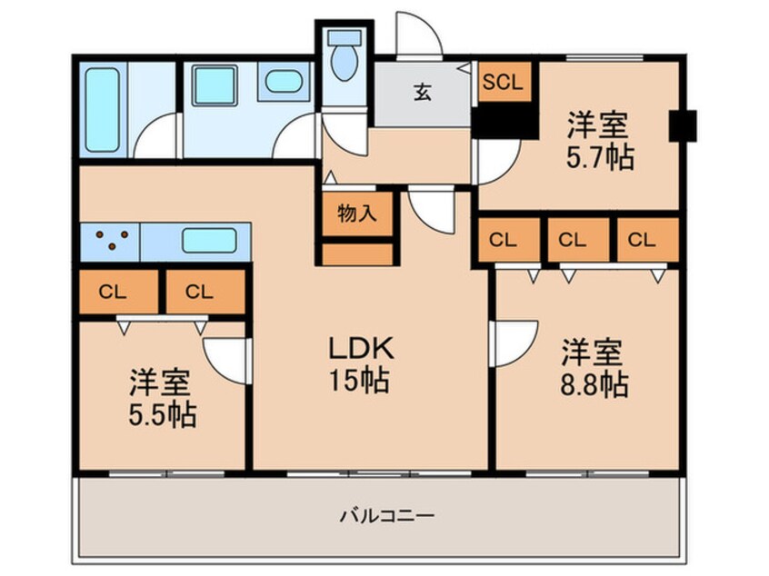 間取図 ライオンズマンション夙川(302)