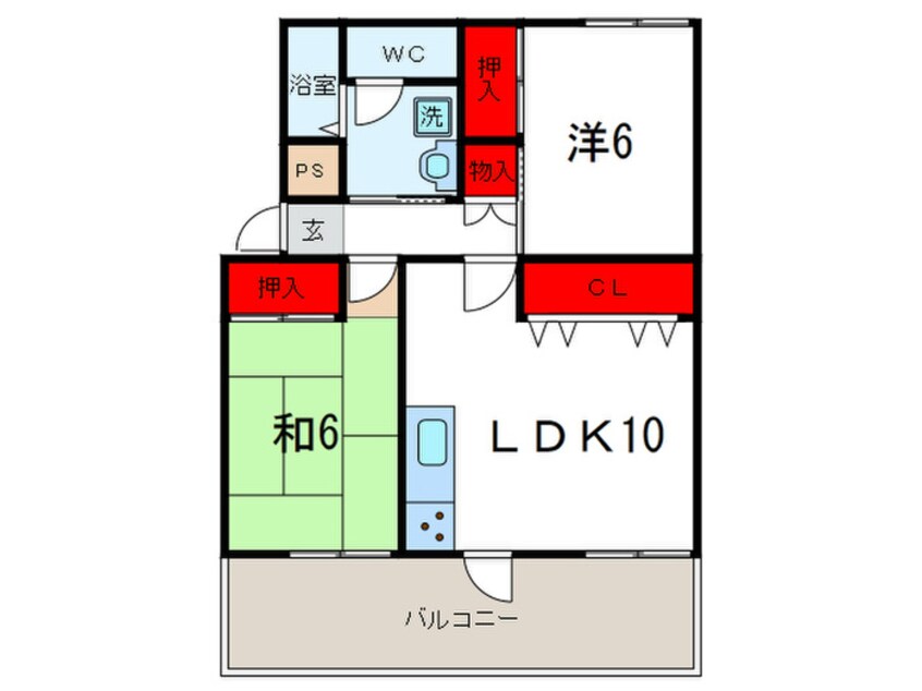 間取図 ﾗｲｵﾝｽﾞﾏﾝｼｮﾝ箕面E棟(102)