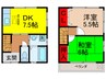 島江町テラスハウスＢ 2DKの間取り